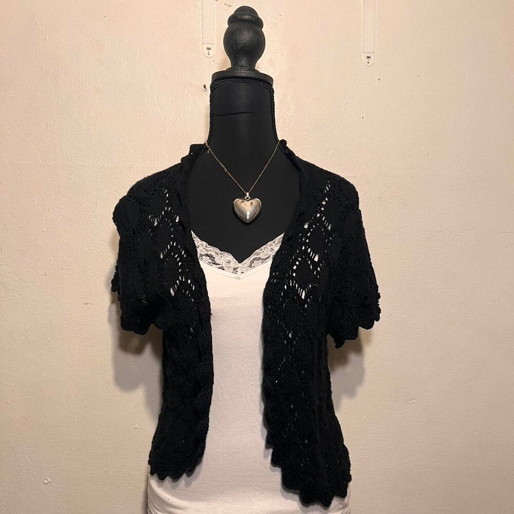Dark fairy core Style & co Black crochet cardigan short sleeves